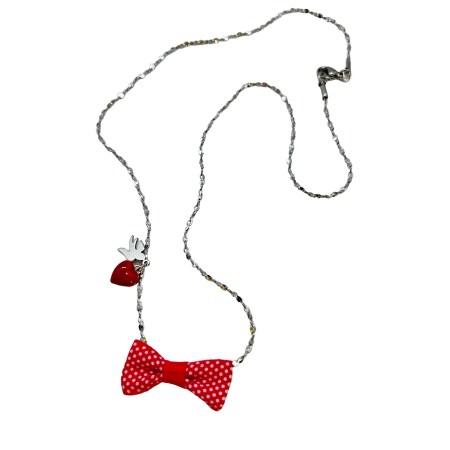 nevklace steel silver with swallow heart and bow